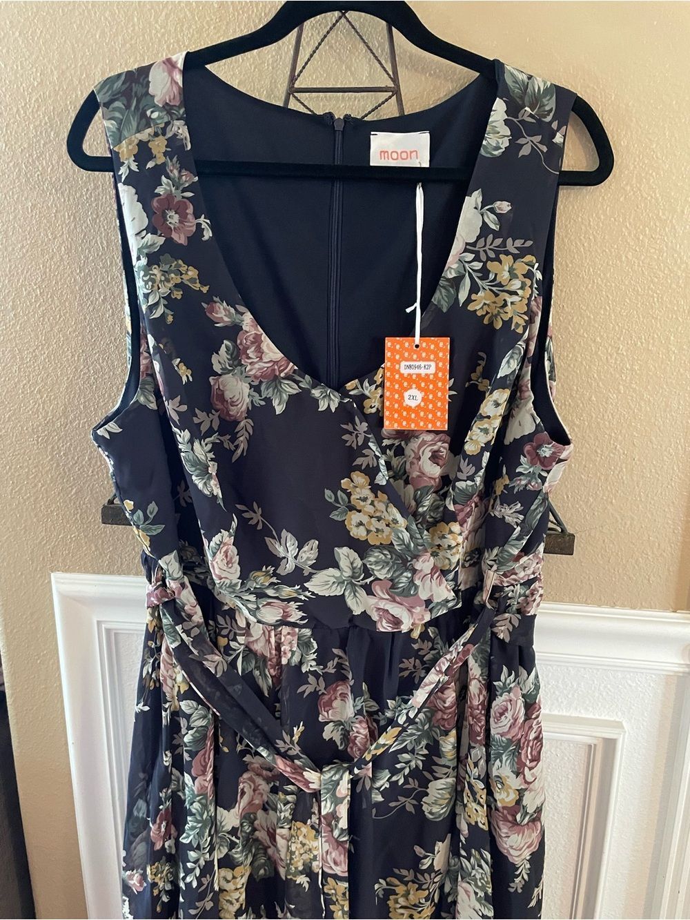 Moon Brand Gorgeous Womens Navy Floral Sheer Summer Dress 2X